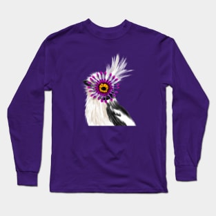 White Crested Helmetshrike + Whirligig Long Sleeve T-Shirt